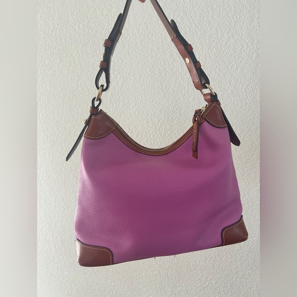 Dooney & Bourke Pebbled Leather Shoulder Bag – Pink with Brown Trim- LIKE NEW - Picture 11 of 14